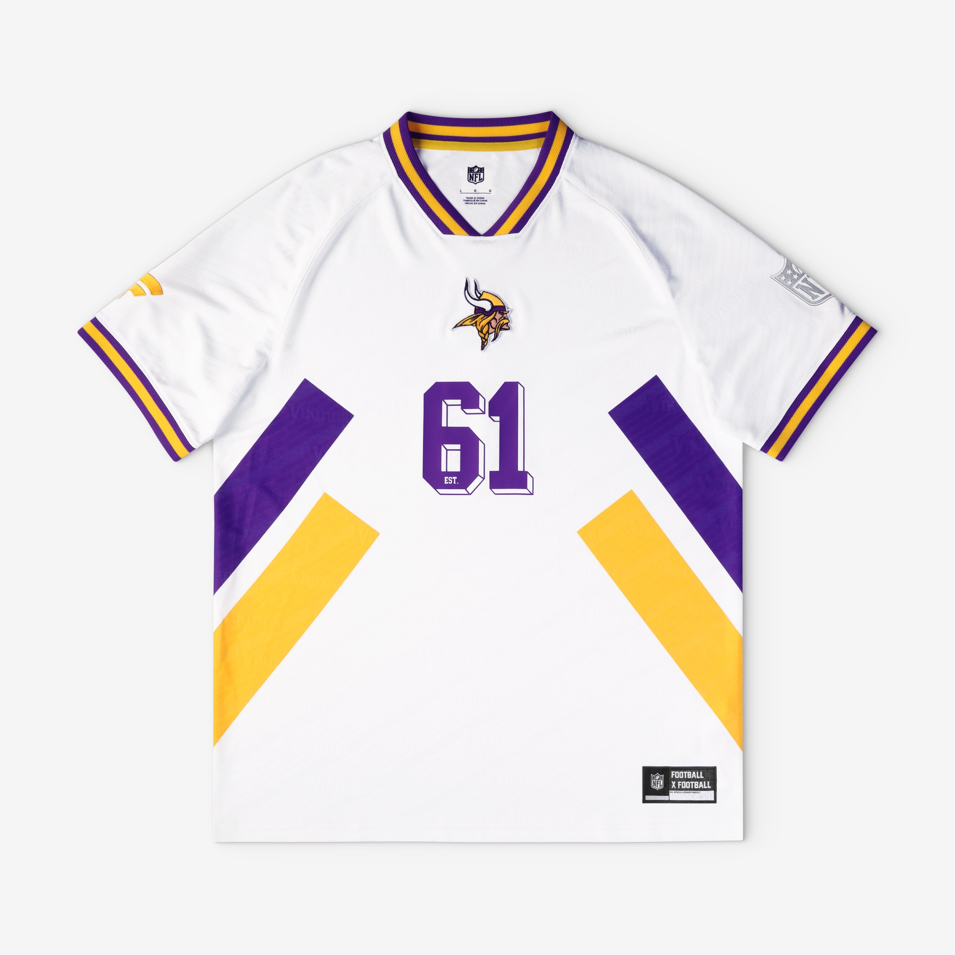 [JED] Minnesota Vikings Youth Football x Football V-Neck Fan Jersey Top - White
