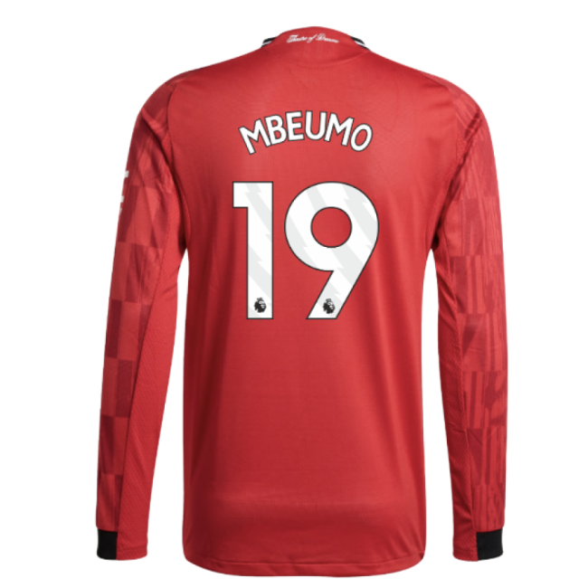 2025-2026 Man Utd Authentic Long Sleeve Home Jersey (Mbeumo 19)