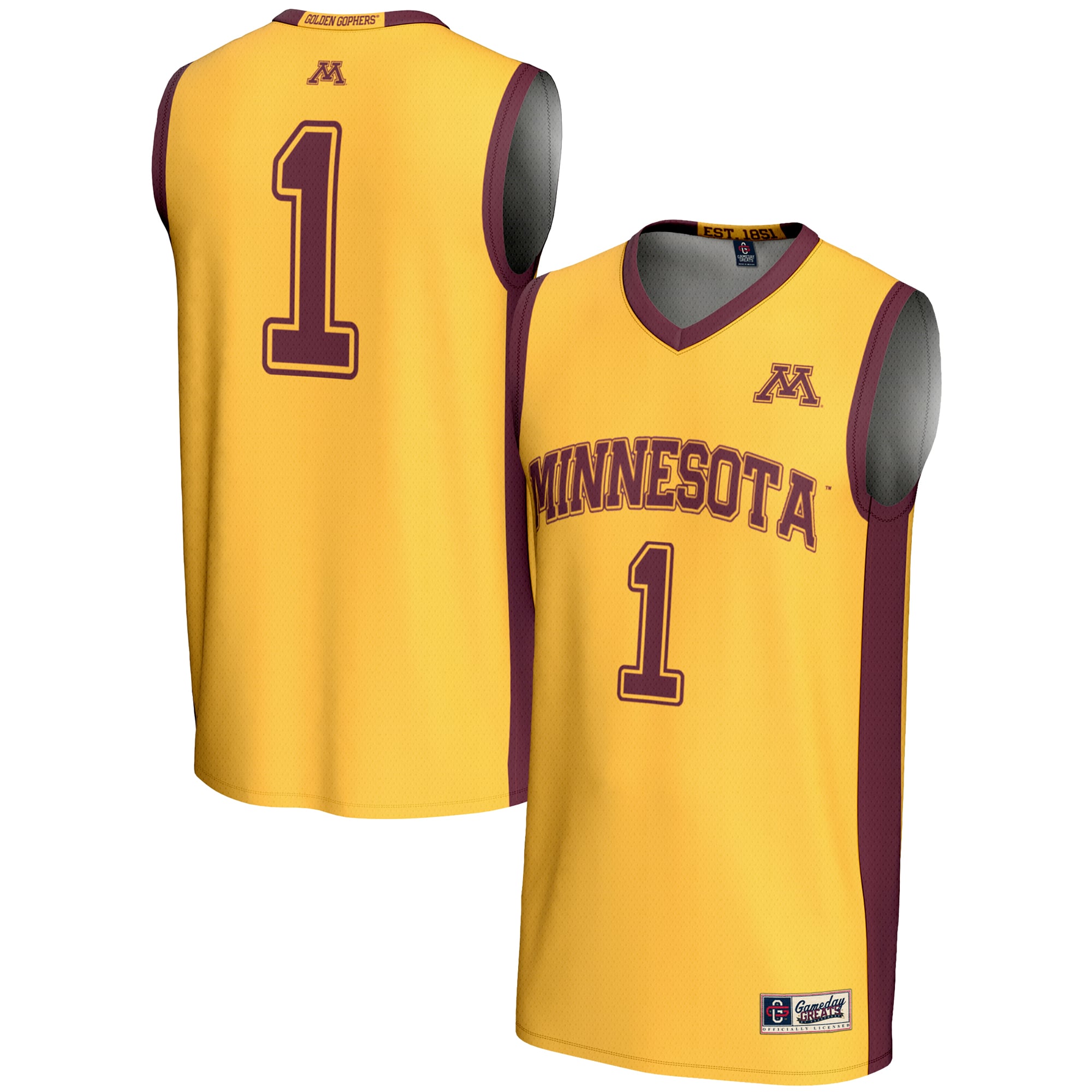 #1 Minnesota Golden Gophers GameDay Greats Unisex Lightweight Basketball Jersey - Gold