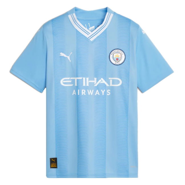 Man City Home Soccer Shirt 2023-20 J ALVAREZ 19 L M S Kids