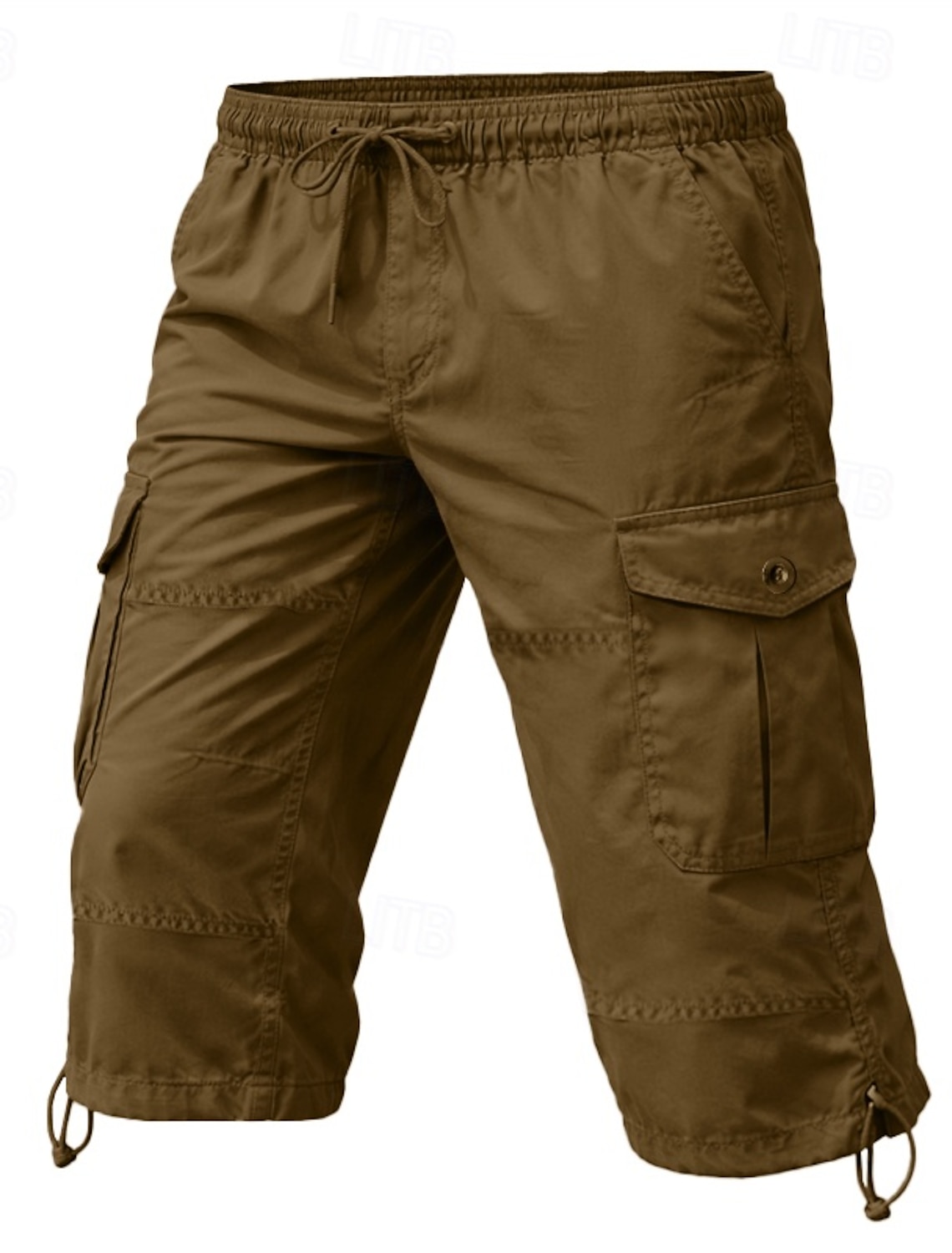 Men's Tactical Cargo Cargo Shorts Shorts Casual Shorts Pocket Elastic Waist Plain Comfort Calf-Length Casual Outdoor Streetwear Fashion Streetwear Black Yellow Inelastic