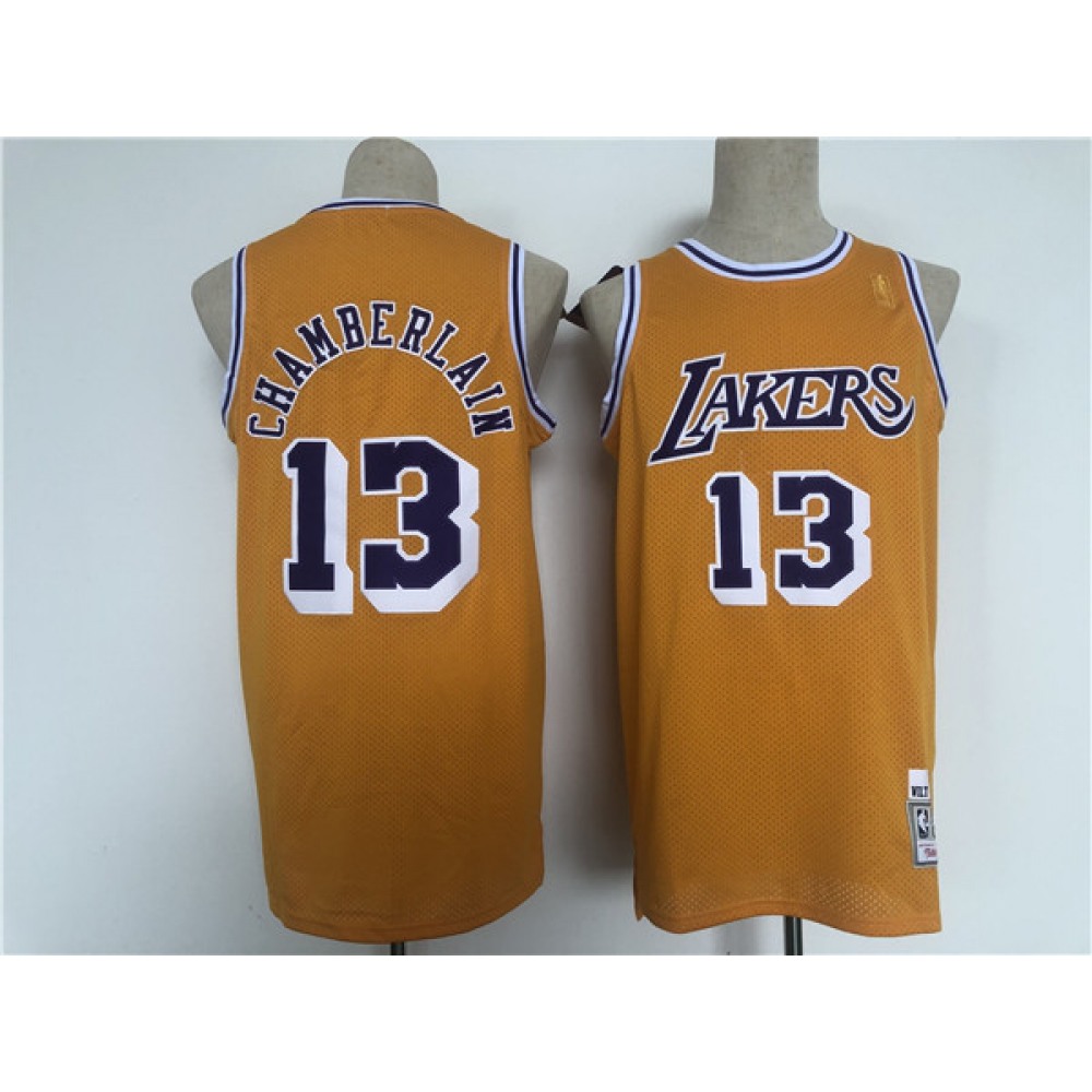 Professional Men's LA Lakers #13 Wilt Yellow Basketball Jersey