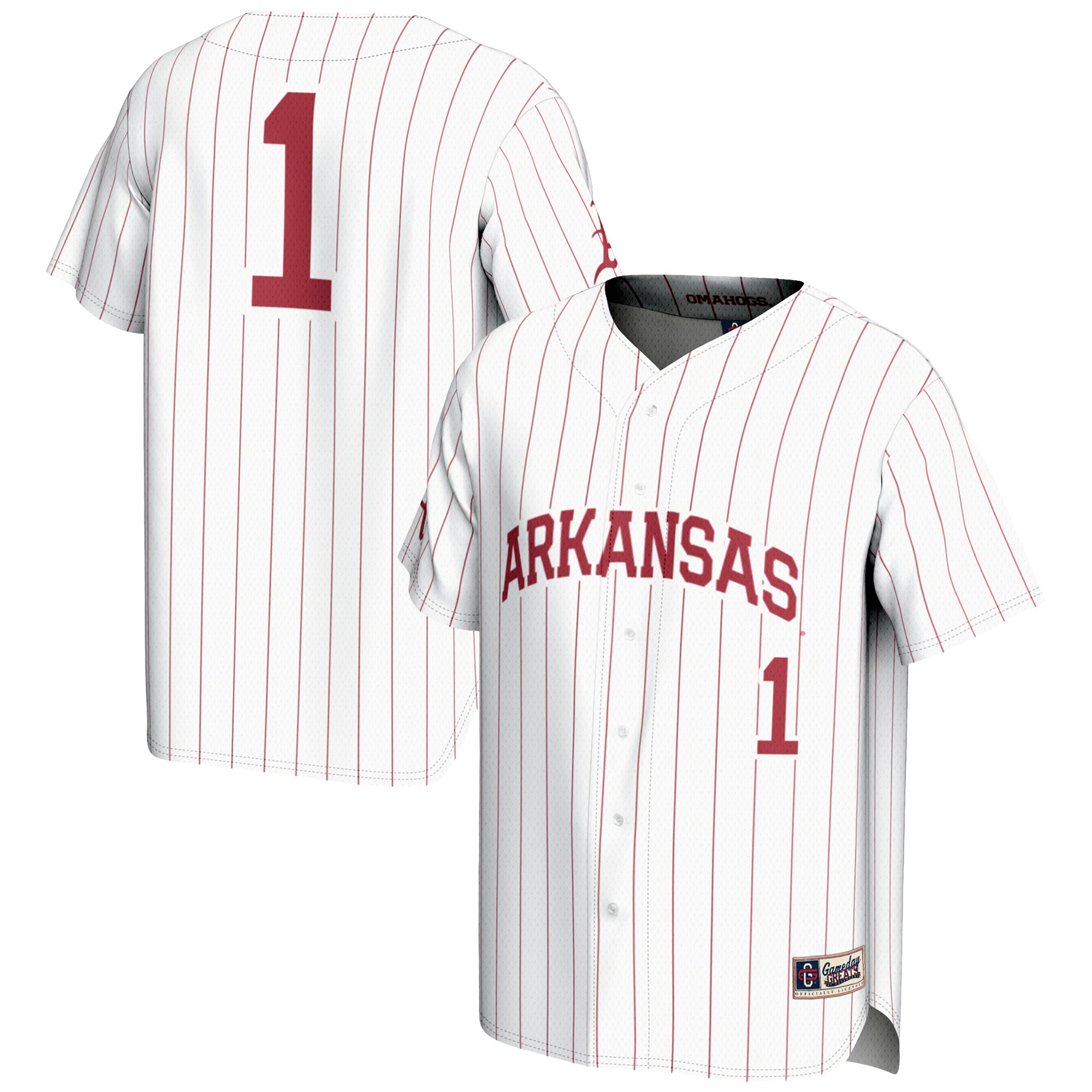 [DDG] Arkansas Razorbacks GameDay Greats Youth Lightweight Baseball Jersey - White