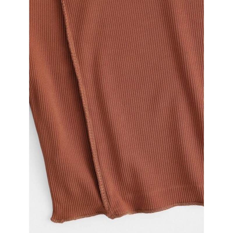 Ribbed Topstitching Crop T Shirt AA0200