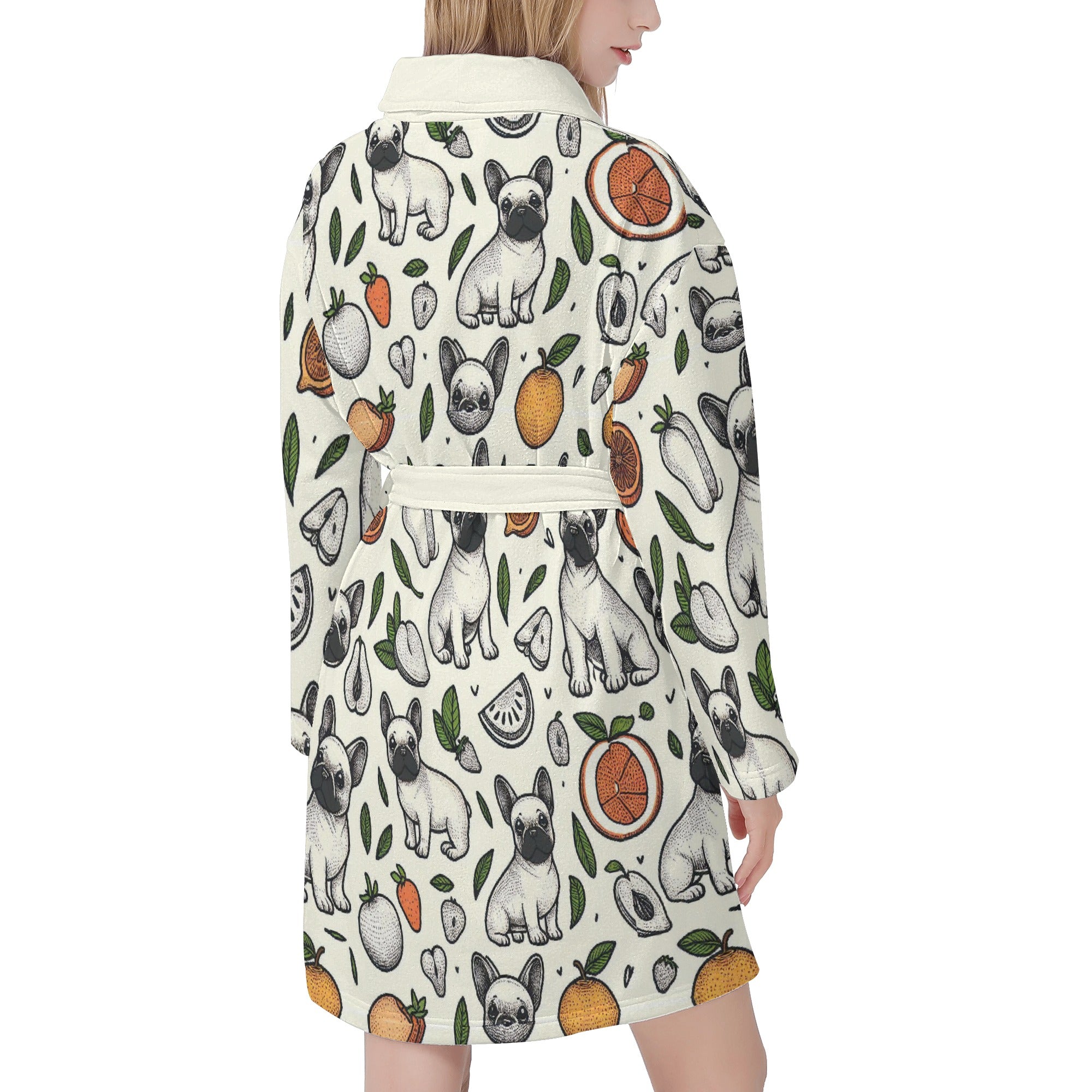 Comfortable Frenchie-Fan Linda - Women Bathrobe as a Gift Premium