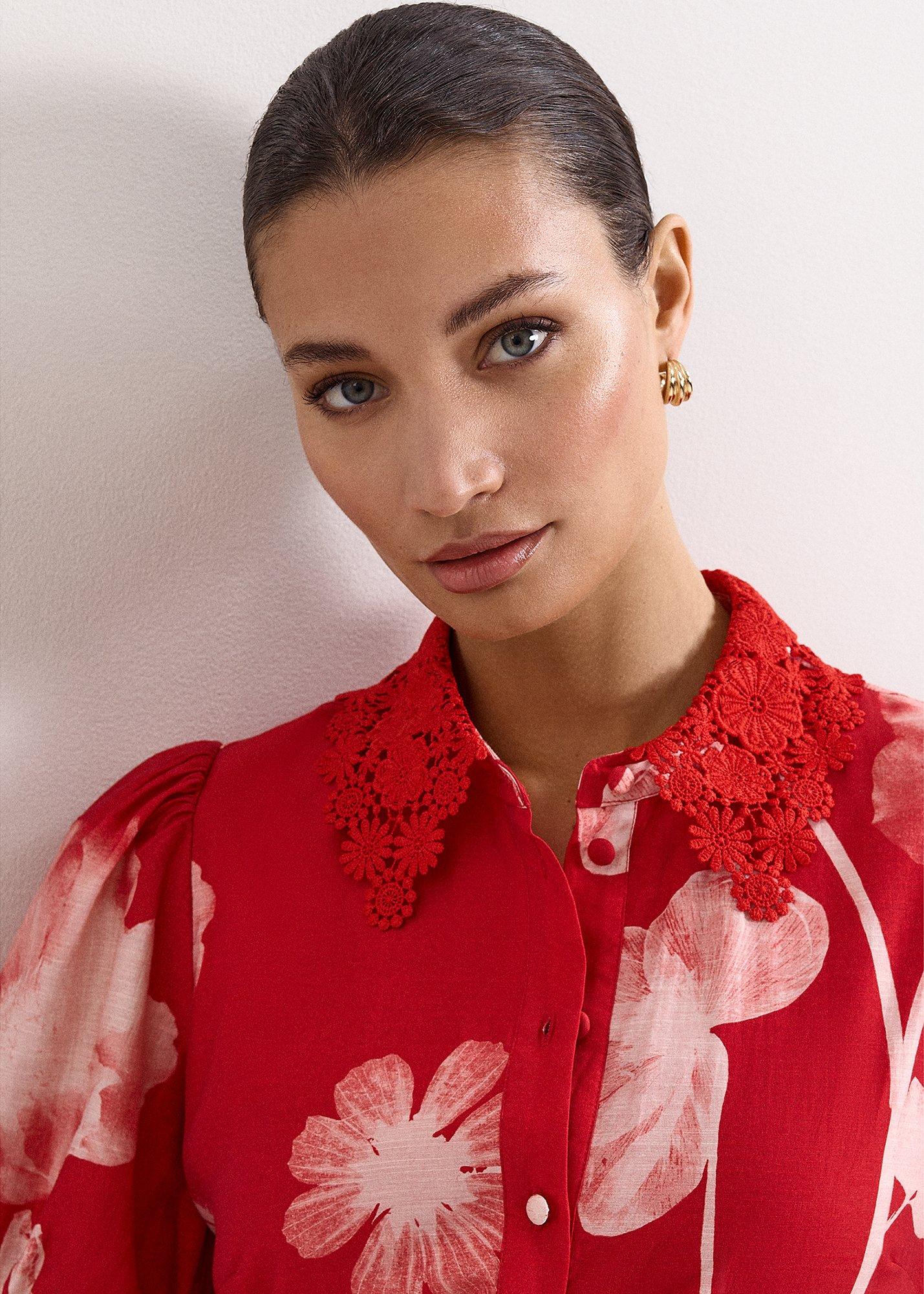 Petite Delphine Red Floral Dress