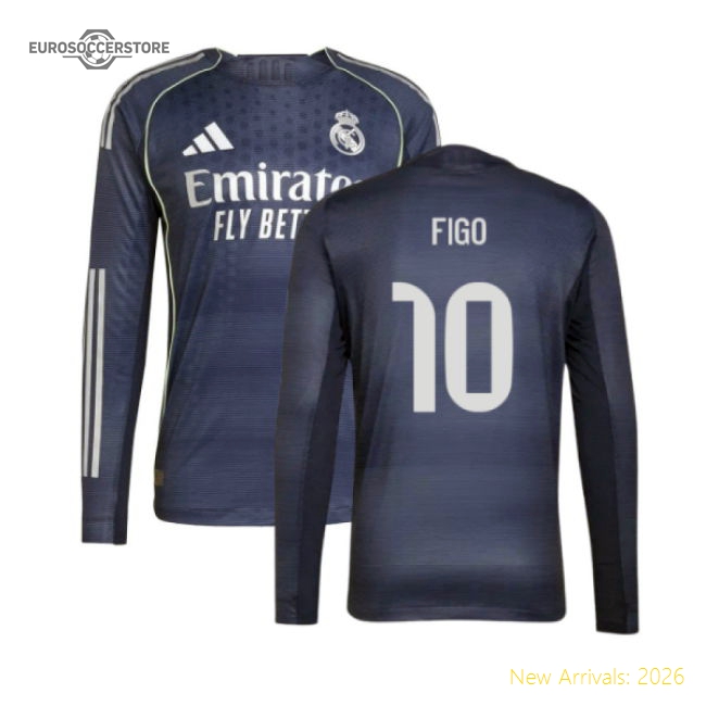 Popular 2025-2026 Real Madrid Long Sleeve Away Shirt (Figo 10)