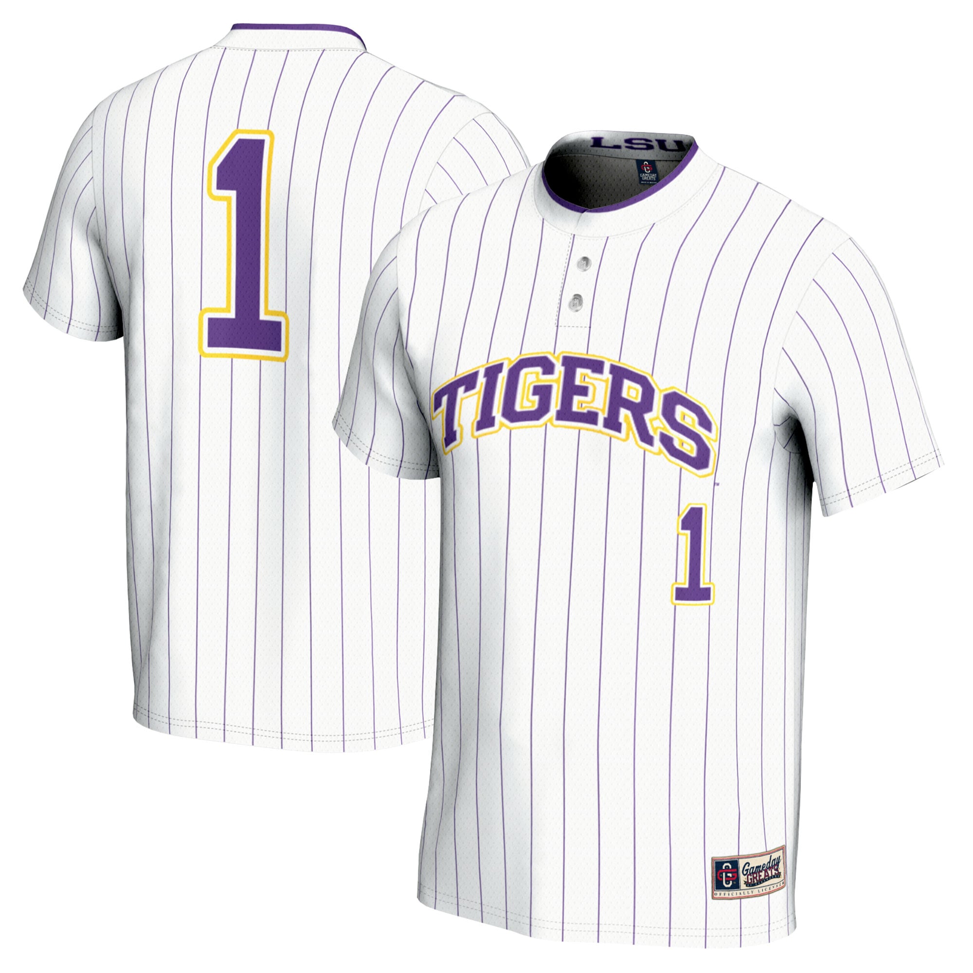 #1 LSU Tigers GameDay Greats Youth Lightweight Softball Jersey - White