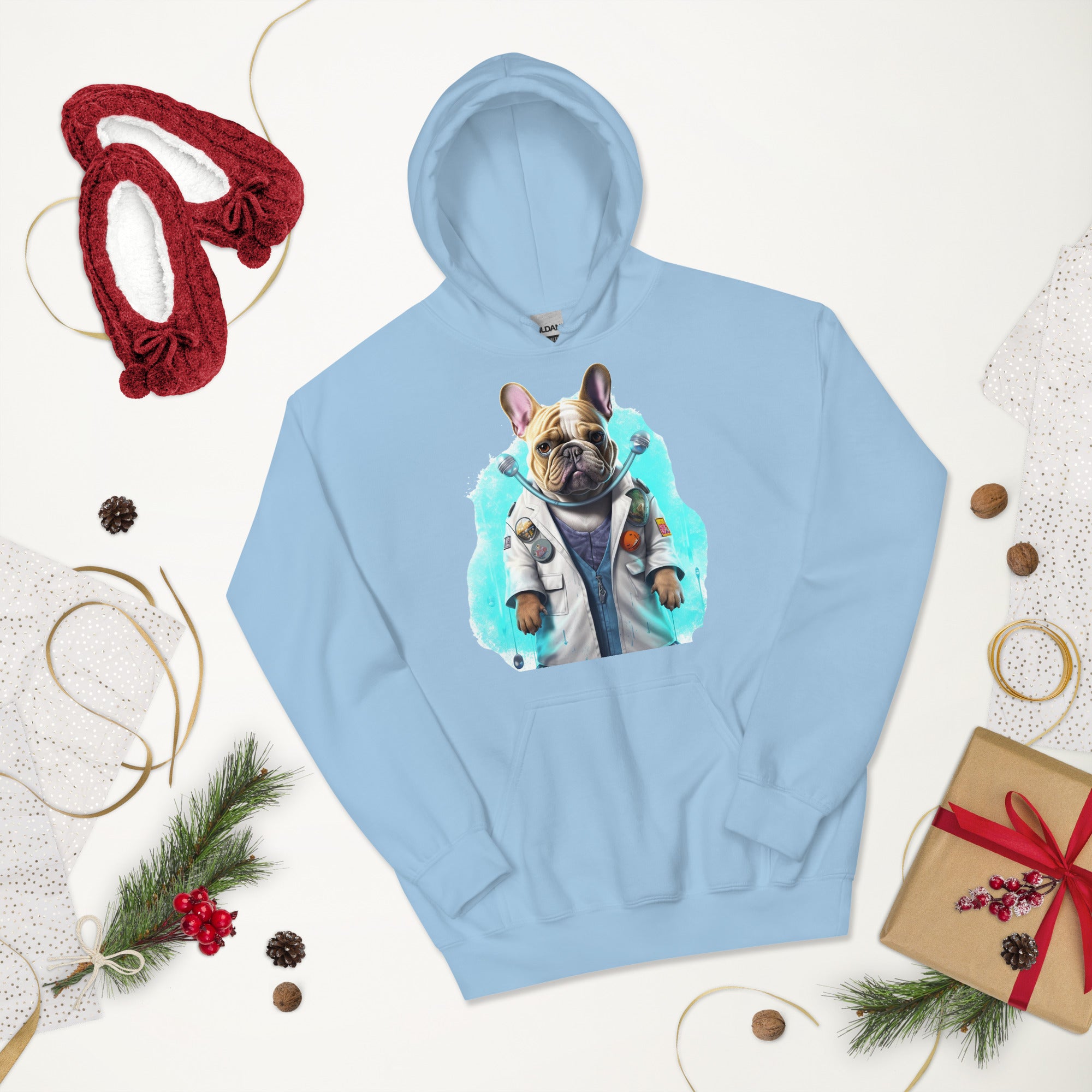 Doctor Frenchie Unisex Heavy Blend Hoodie - A Heartwarming Choice for Pet Lovers and Medical Enthusiasts