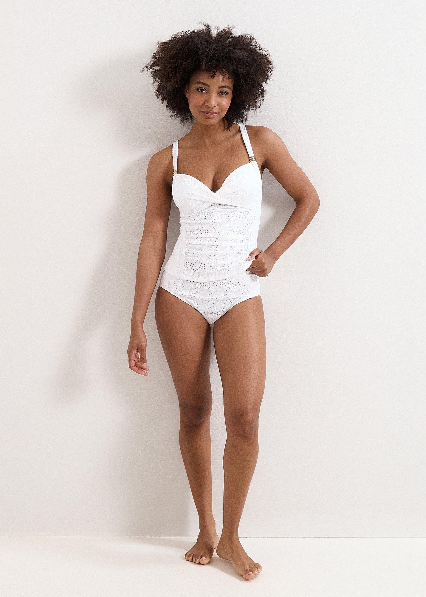White Shell Texture Tankini Bottom