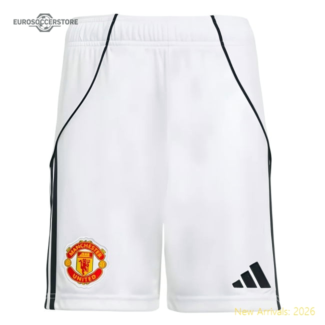 2025-2026 Man Utd Home Shorts (White) - Kids