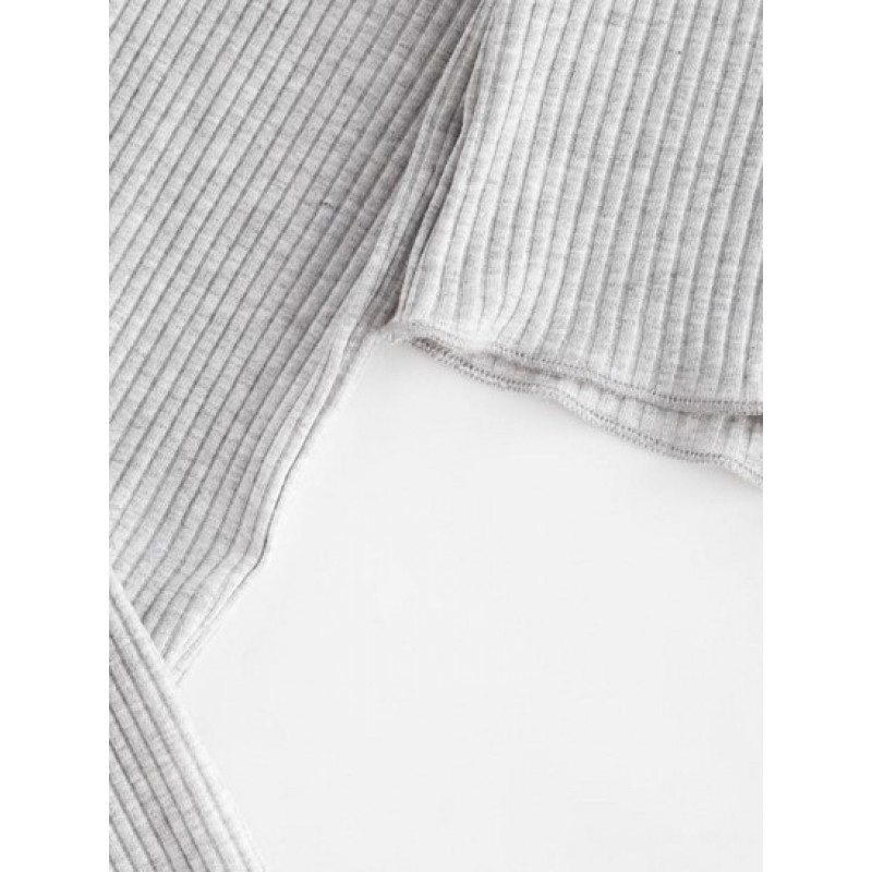 Rib-knit Lettuce Trim Marled Keyhole Baby Tee PE1950