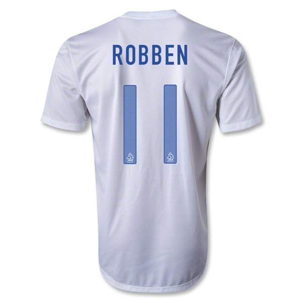 Moisture Wicking 2013 Netherlands 11 ROBBEN Away White Jersey Shirt