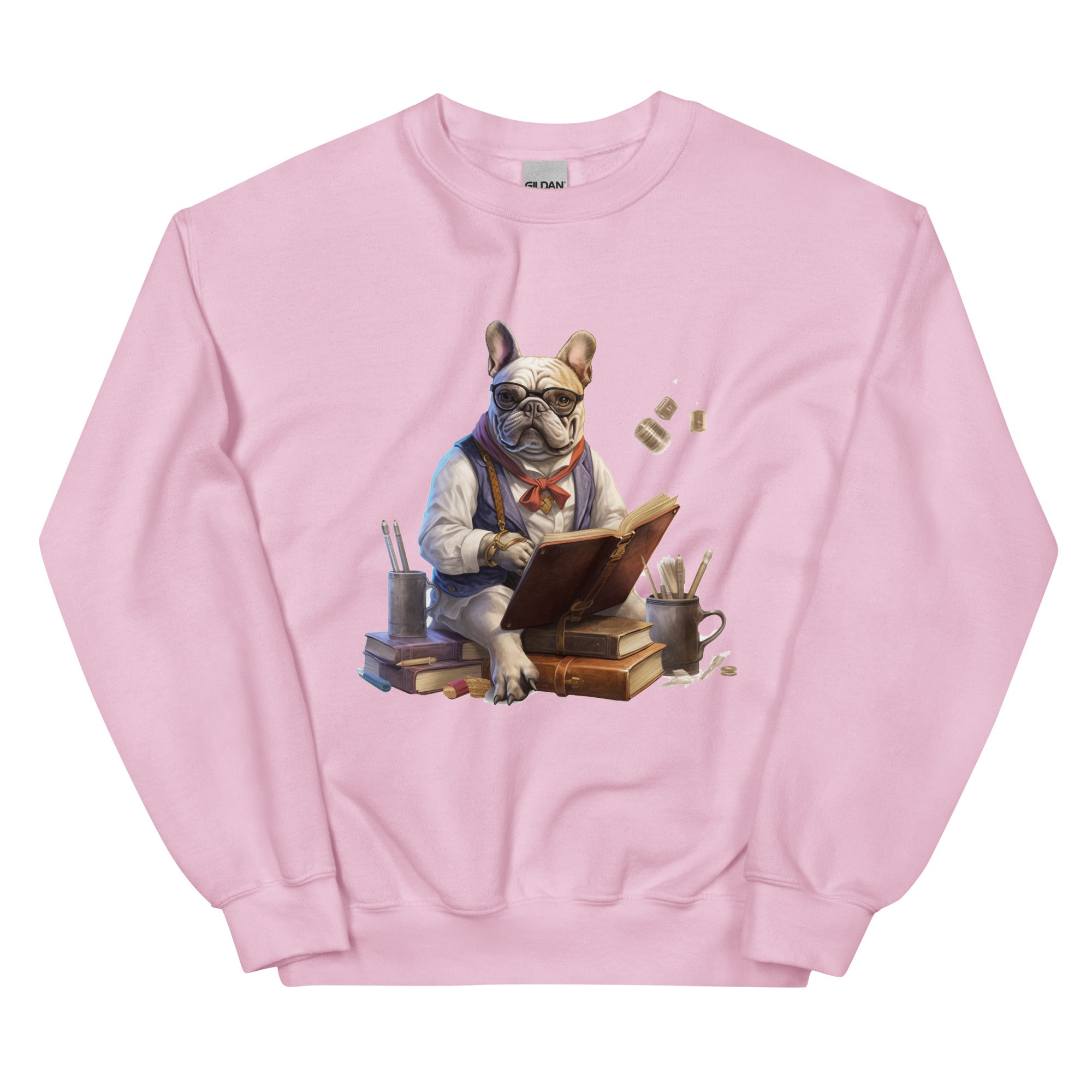 French Bulldog Professor Frenchie Unisex Crew Neck Sweatshirt Durable Dog Item