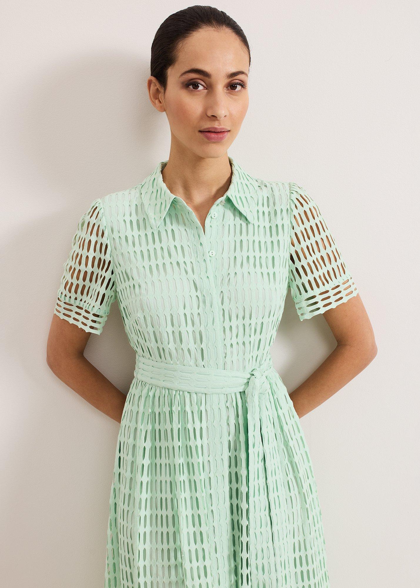 Sandy Lace Shirt Midi Dress