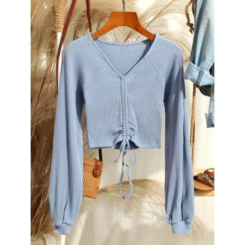 Textured Knitted Gathered Top XN8173