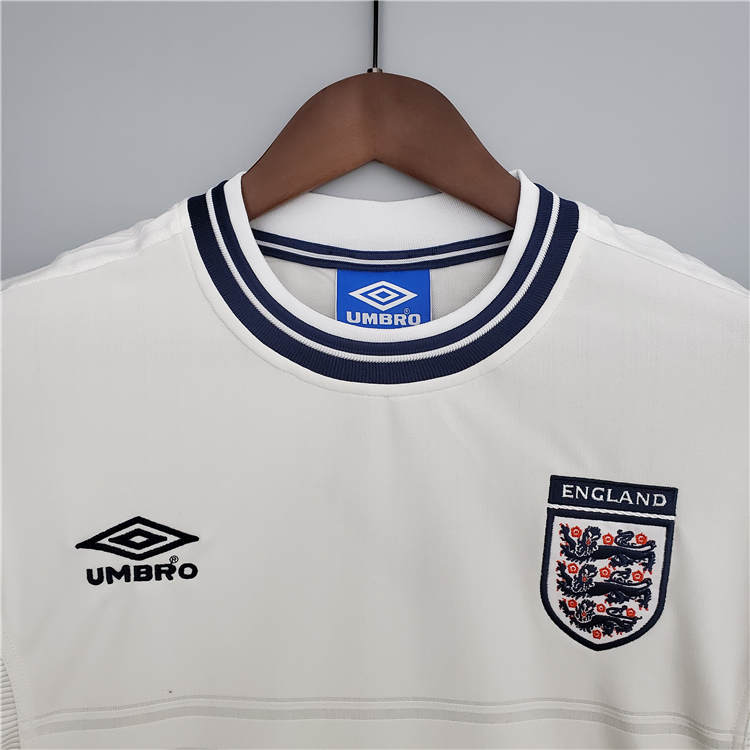 Moisture Wicking 2000 England Home White Retro Soccer Jersey Football