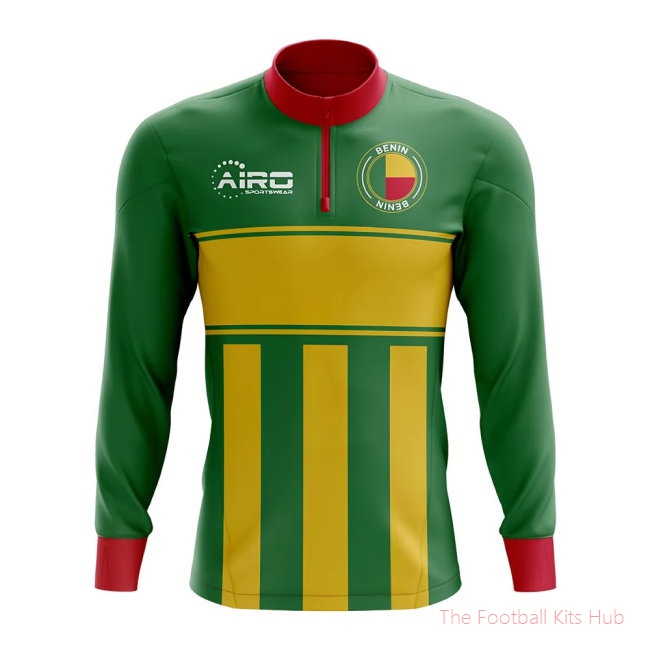 Benin Concept Football Half Zip Midlayer Top (Green-Yellow)