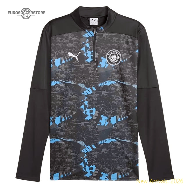 Elite 2024-2025 Man City Prematch 14 Zip Top Strong Gray