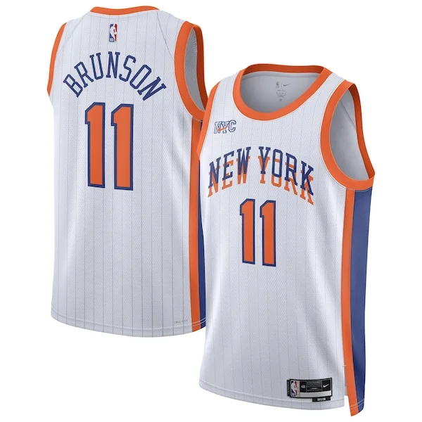 Jalen Brunson NYK Championship Basketball Jersey - White