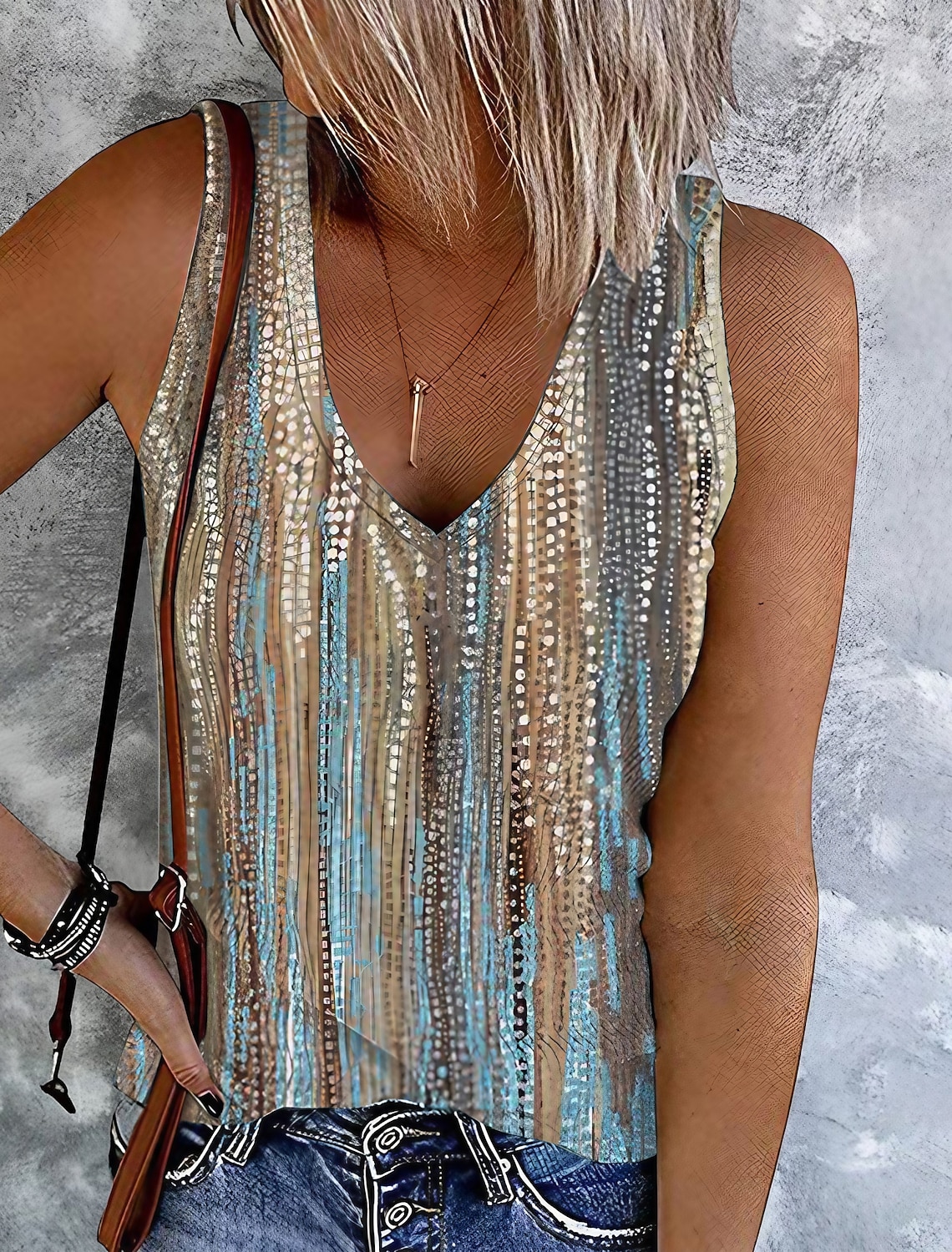 Women's Plus Size Tank Top Going Out Tops Vest Concert Tops Streetwear Casual Floral Buttons Print Sleeveless Regular Tops V Neck Holiday