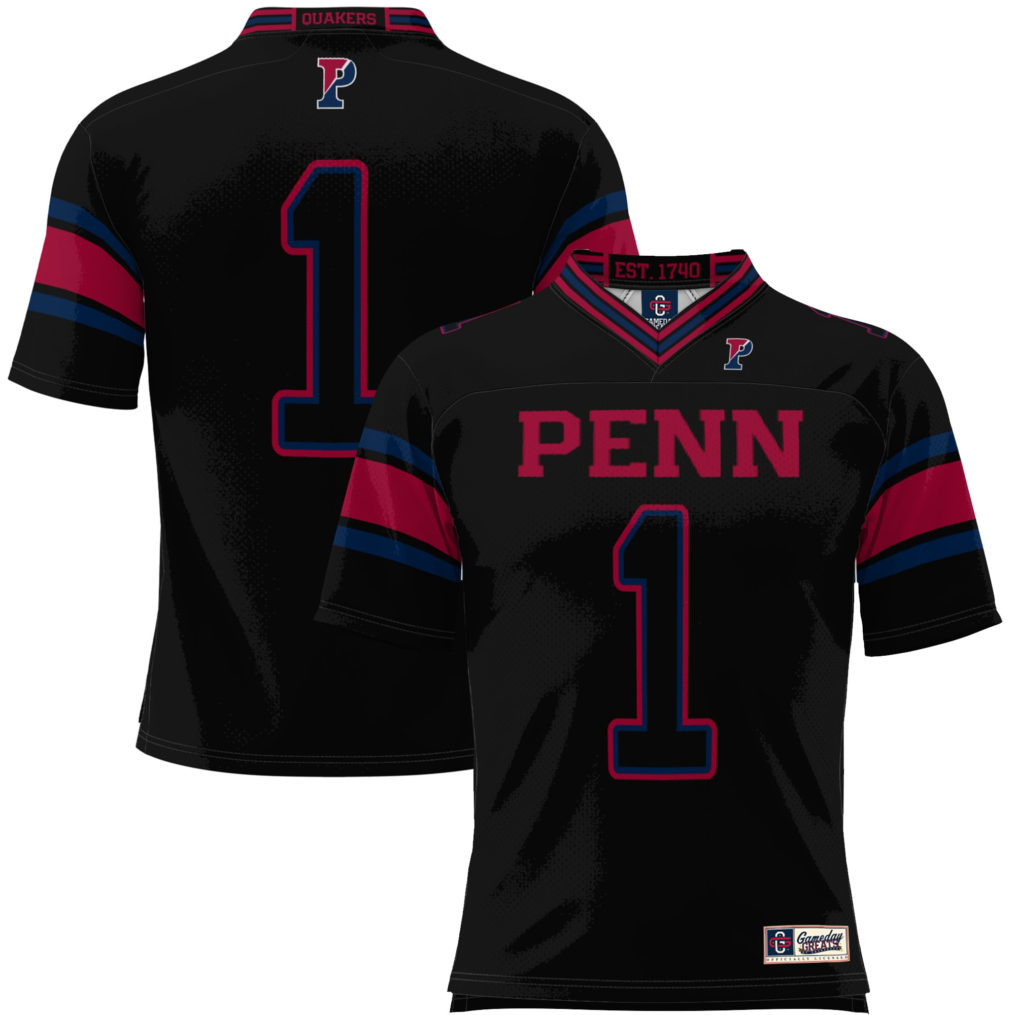 #1 Pennsylvania Quakers GameDay Greats Youth Endzone Football Jersey - Black