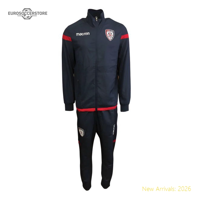 2017-2018 Cagliari Macron Microfibre Travel Athletic Tracksuit (dar