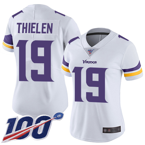 NFL M V Vikings #19 Adam Thielen White Limited Jersey - Authentic Q...