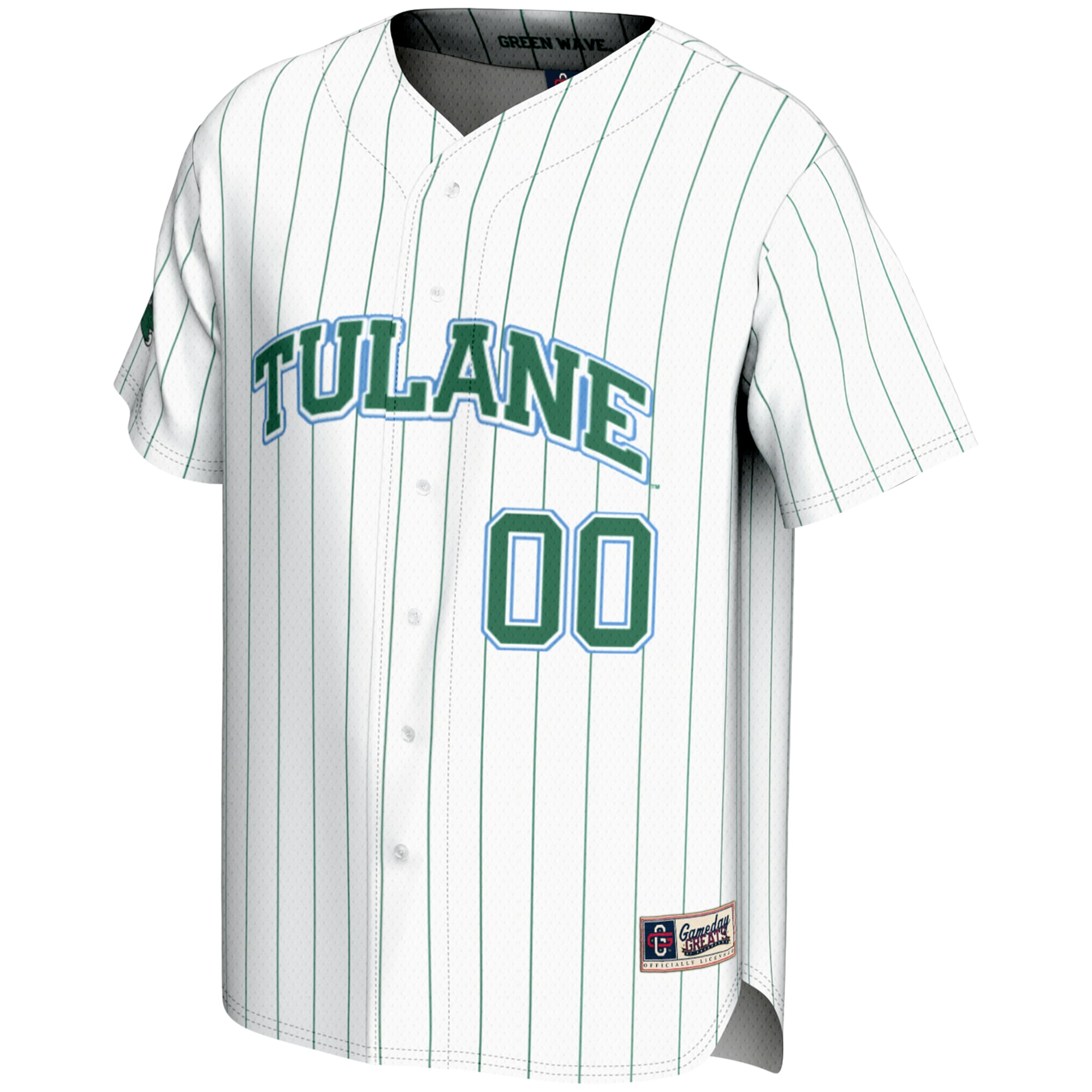 [DDG] Tulane Green Wave GameDay Greats Youth NIL Pick-A-Player Lightweight Baseball Jersey - White