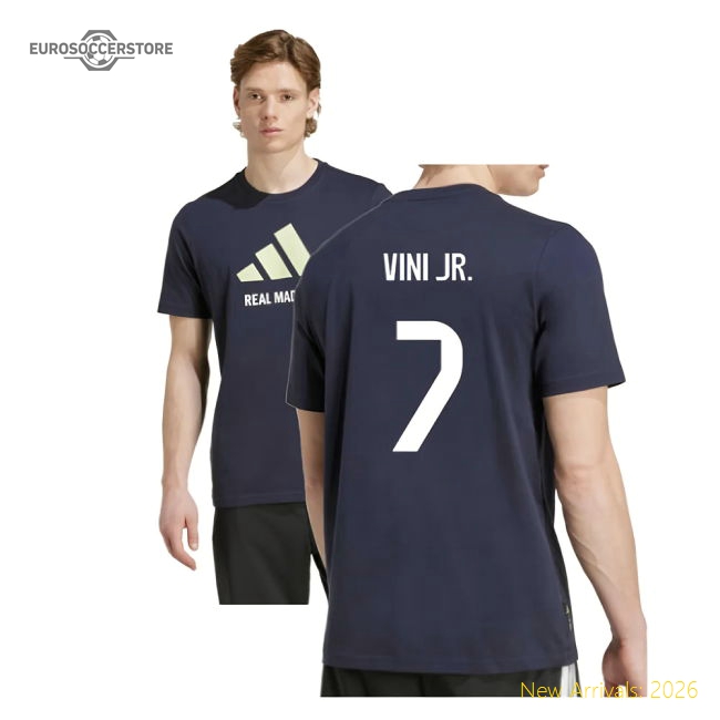 Popular 2025-2026 Real Madrid Seasonal Graphic Tee (Legend Ink) (Vini Jr