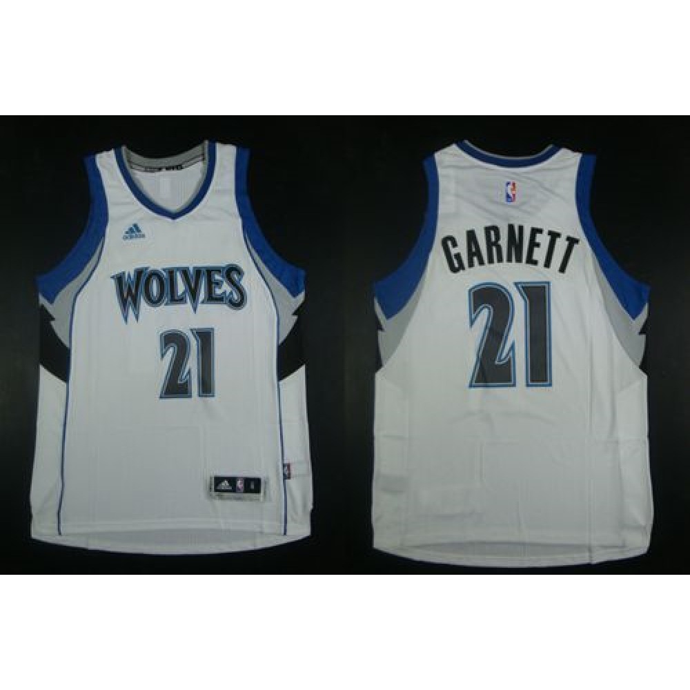 Timberwolves #21 Kevin Garnett White Home Stitched NBA Jersey