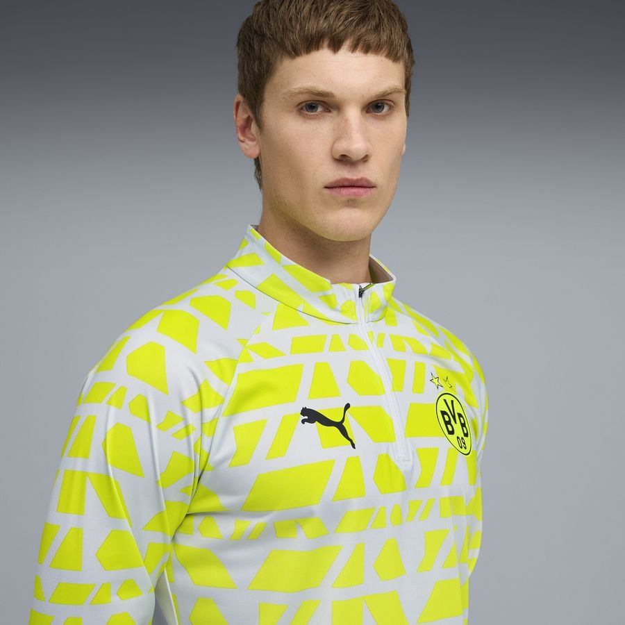 Dortmund Training Shirt Pre Match 1/4 Zip - Silver Metallic/Yellow Alert