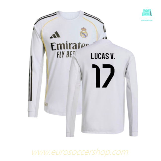 2025-2026 Real Madrid Authentic Long Sleeve Home Shirt (Lucas V. 17)