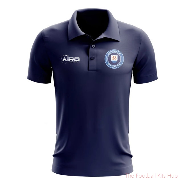 Men Anguilla Football Polo Shirt (Navy)