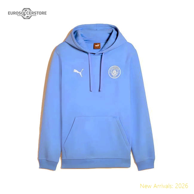 2025-2026 Man City FtblESS Fleece Hoody (Light Blue)