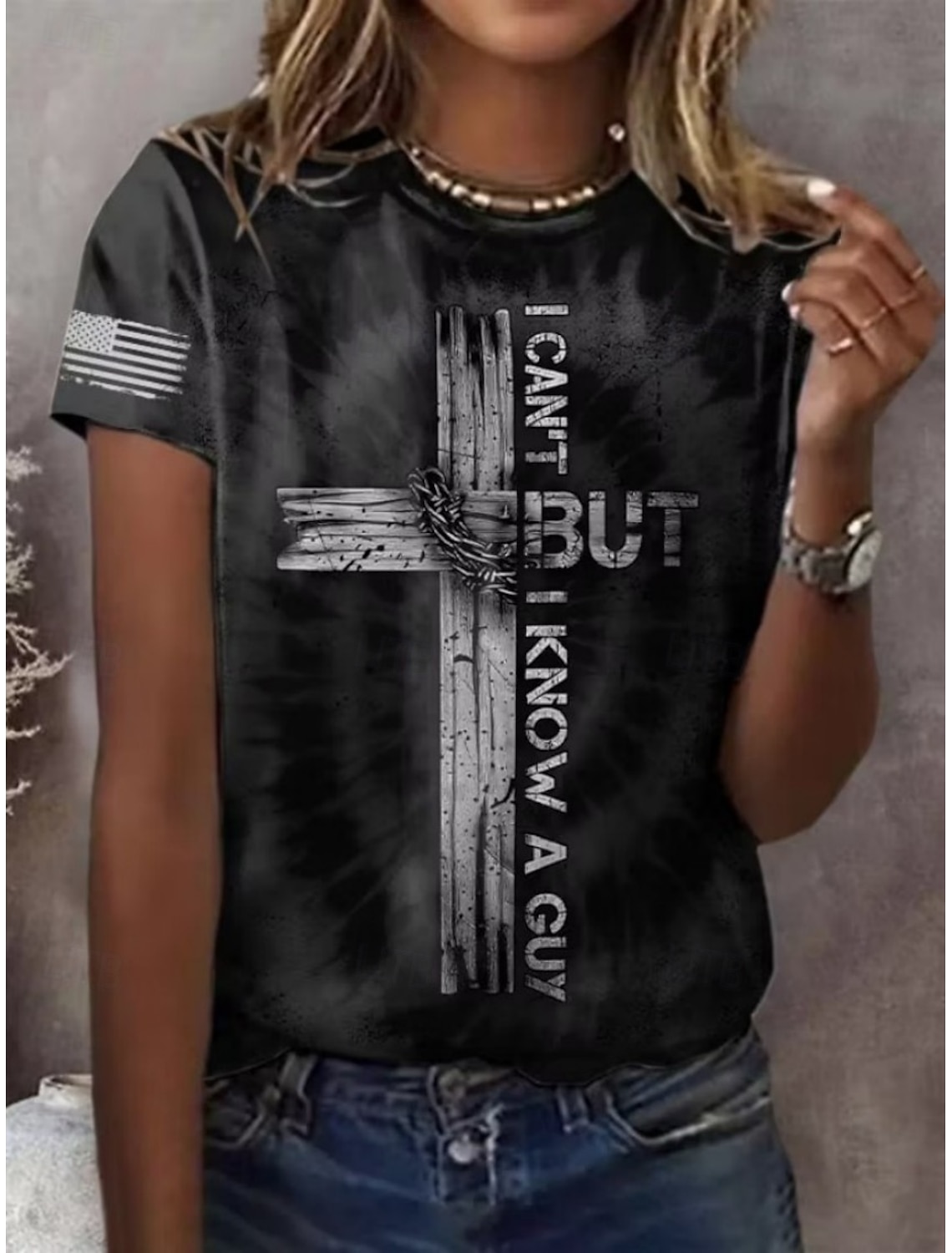 Independence Day American Anniversary Patriotic Women's T Shirt Graphic Flag Letter Vintage Fashion Stylish Short Sleeve Crew Neck Daily Weekend Print Blue Black White Red Summer Spring