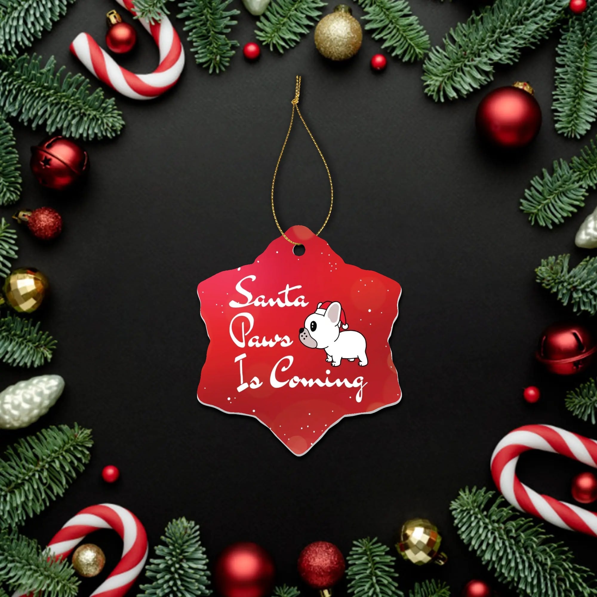 French Bulldog Lover Hugo Christmas Ornaments Stylish Wall Art