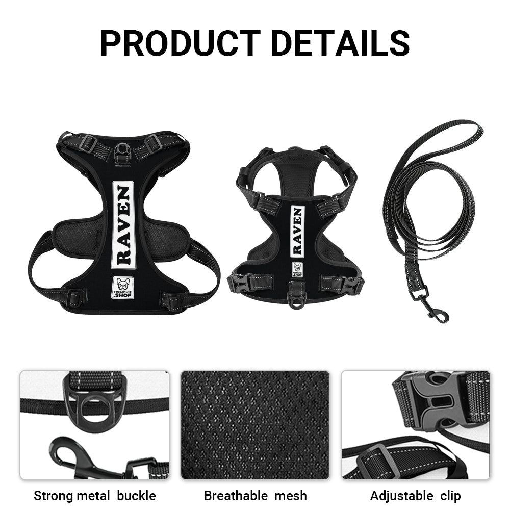 French Bulldog Raven Personalized No Pull French Bulldog Dog Harness Practical Dog Gear