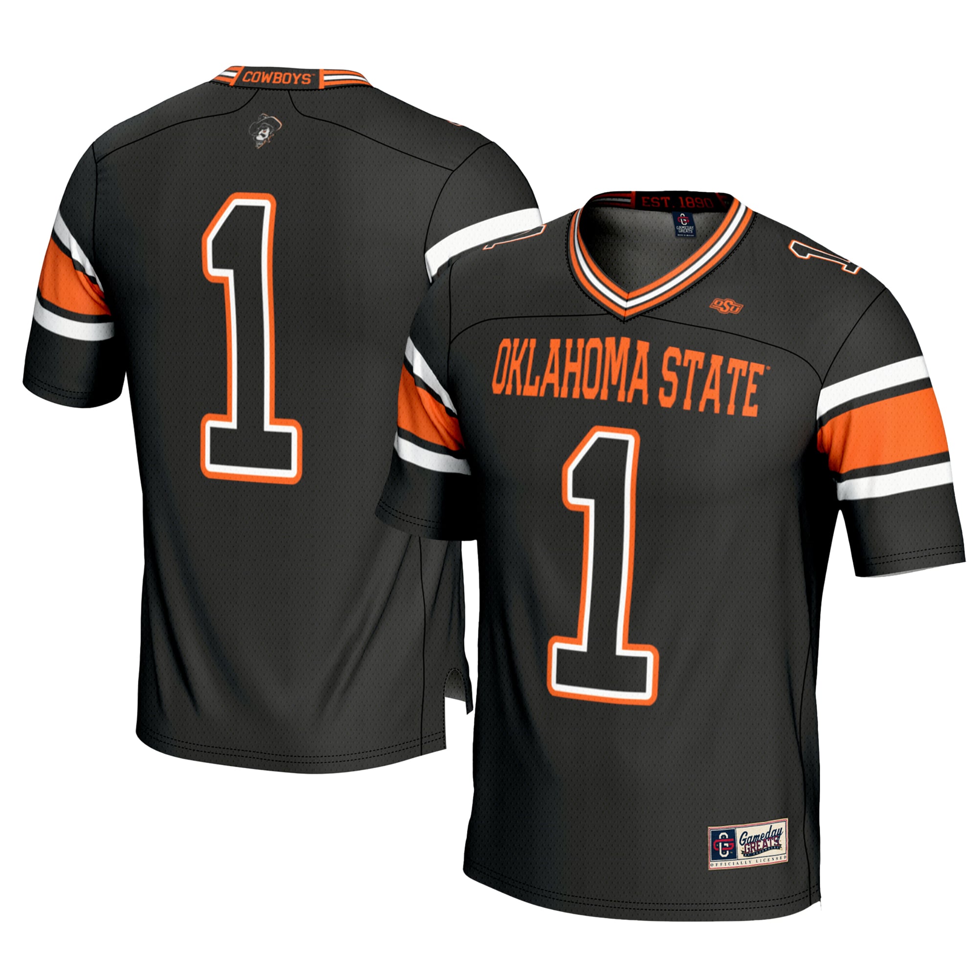 Men's #1 Black Oklahoma State Cowboys Football Jersey