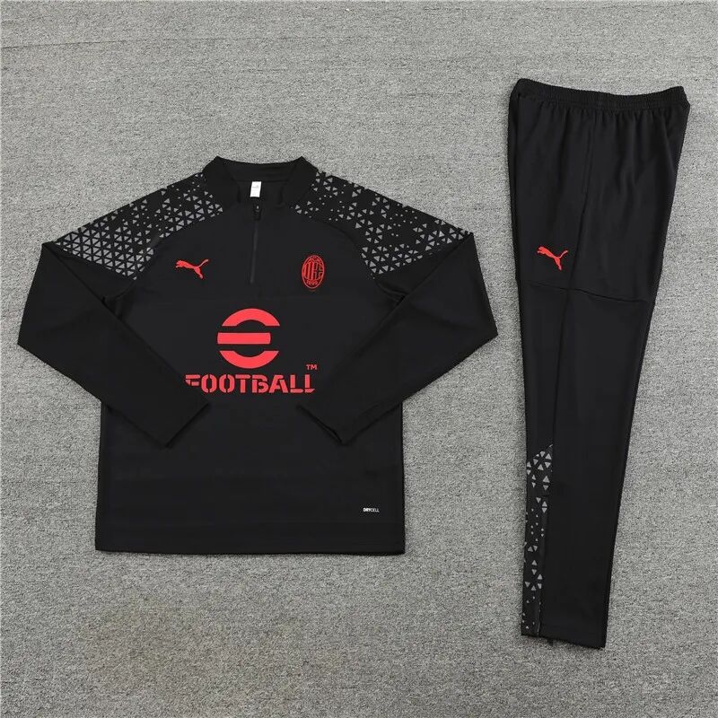 Durable AC Milan 2324 Black Half Zipper Training Tracksuit