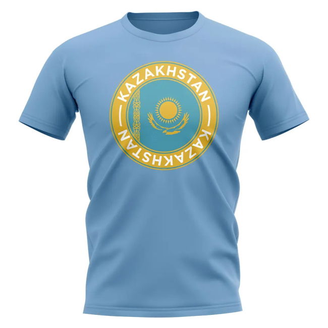 Kazakhstan Football Badge T-Shirt (Sky) Official Worldcup