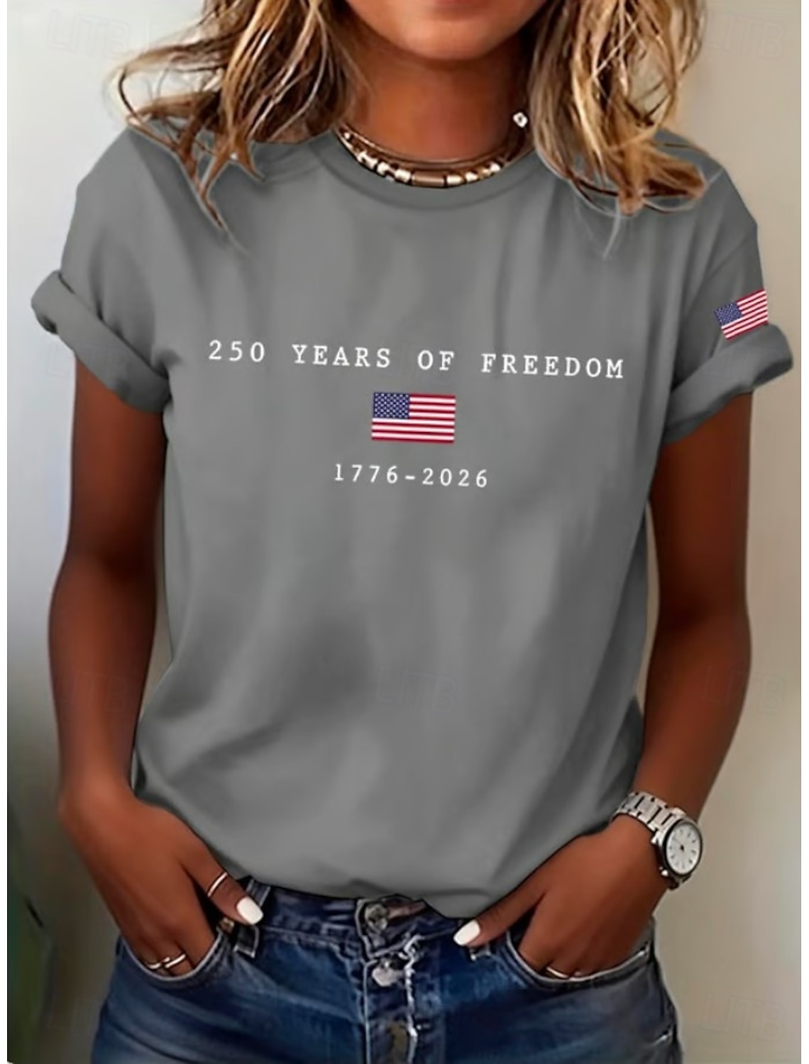 American Independence Day Women's T Shirt Print Graphic Independence Day Vintage Stylish Classic Short Sleeve Crew Neck V Neck Regular Tops Daily Blue Black White Red Gray Summer Spring