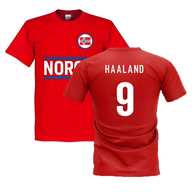 Norway Team T-Shirt - Red (Haaland 9) Oranje Quality Netherlands