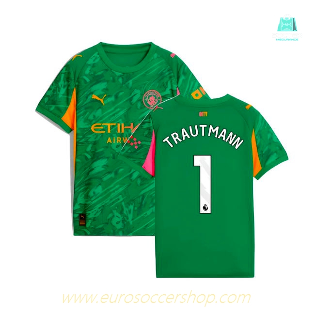 2025-2026 Man City Goalkeeper Away Shirt (Green) - Kids (Trautmann 1)