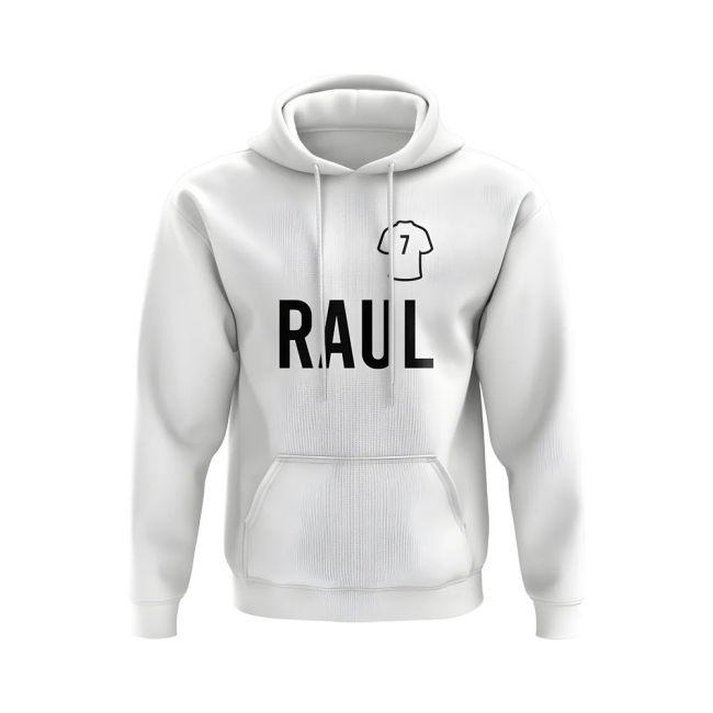 Raul Real Madrid Number Hoody (White) Jersey - Best - Soccer- Future