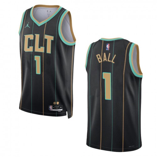 Black BKN Charlotte Hornets #1 Nike Premium Jersey Basketball Jersey