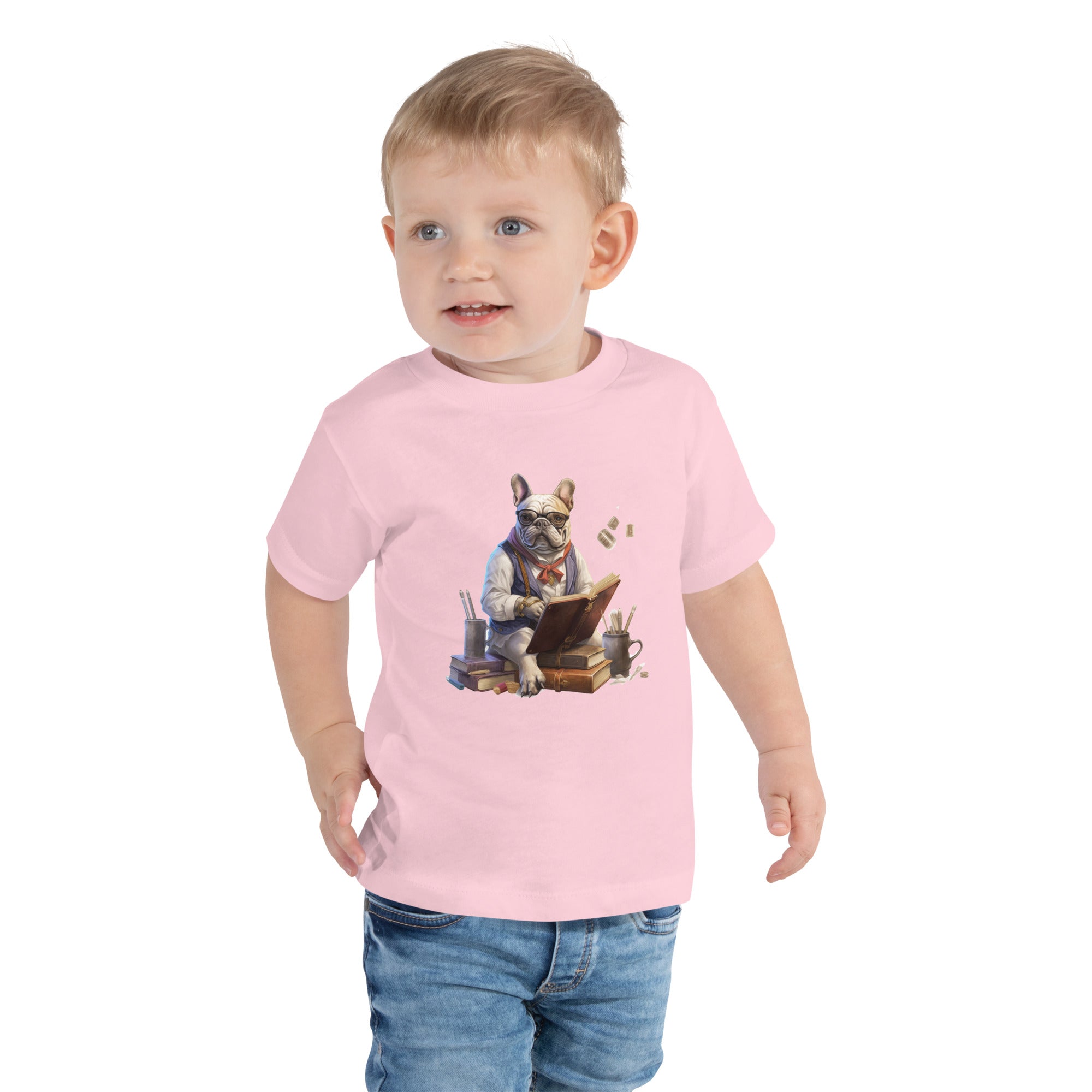 French Bulldog Professor Frenchie Toddler Staple Tee Enlightening And