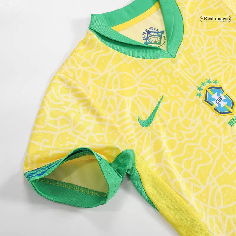 Brazil Kid¡®s Home Soccer Jerseys (Jersey+Short) Kit 2024Authentic Kit