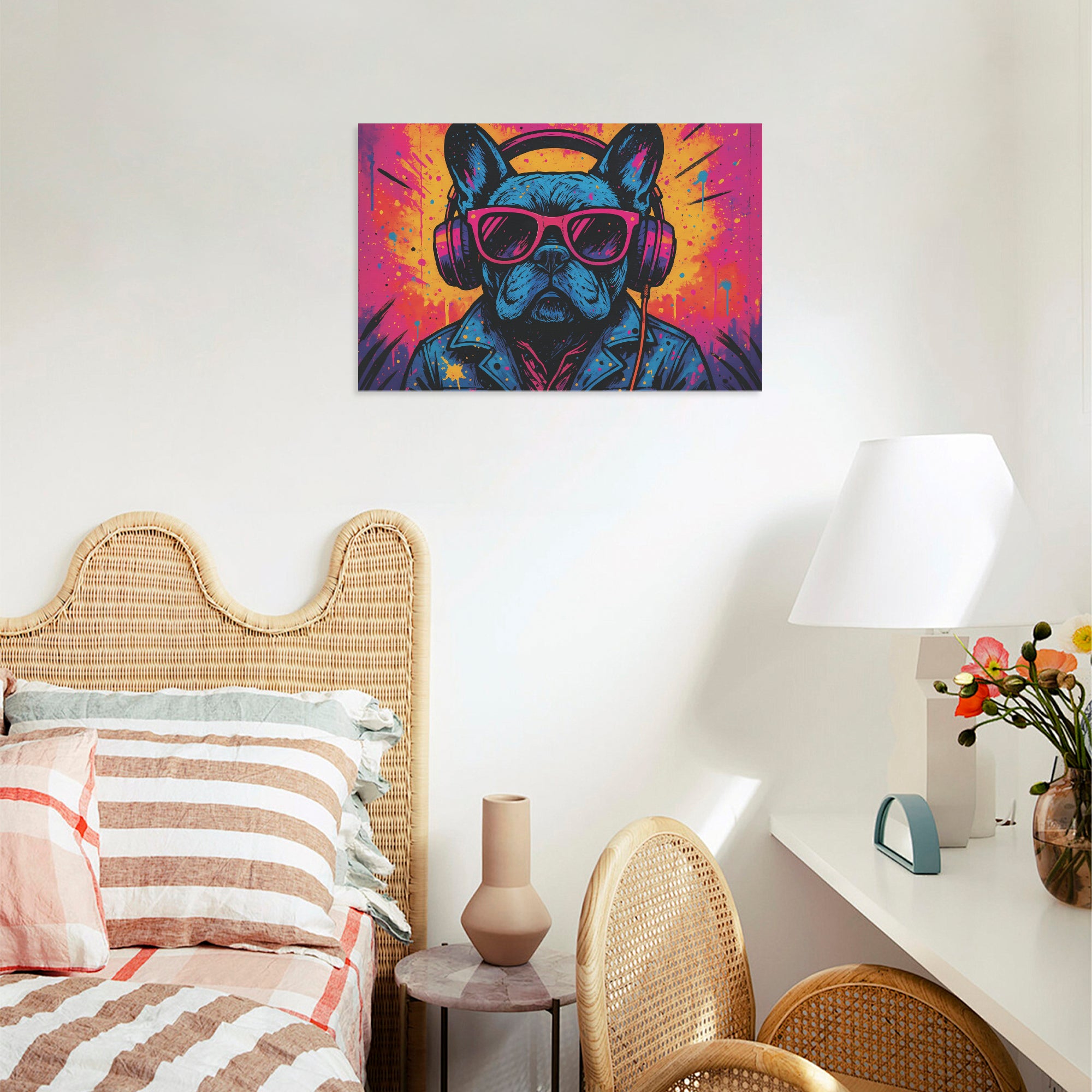 Stylish Piper - Adorable Frenchie Canvas Wall Art for Home Use Premium