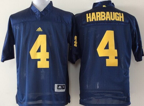 Men's Michigan UM Blue 2024 embroidered Jim Harbaugh #4 replica Jersey